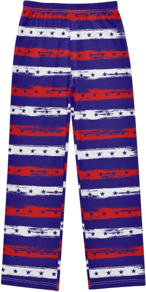 Pigsaly Boys' Pants Retro Usa Flag Independence Day Long Bottoms 4th July Stars Stripes Jogger Pants Elastic Waist Trousers S