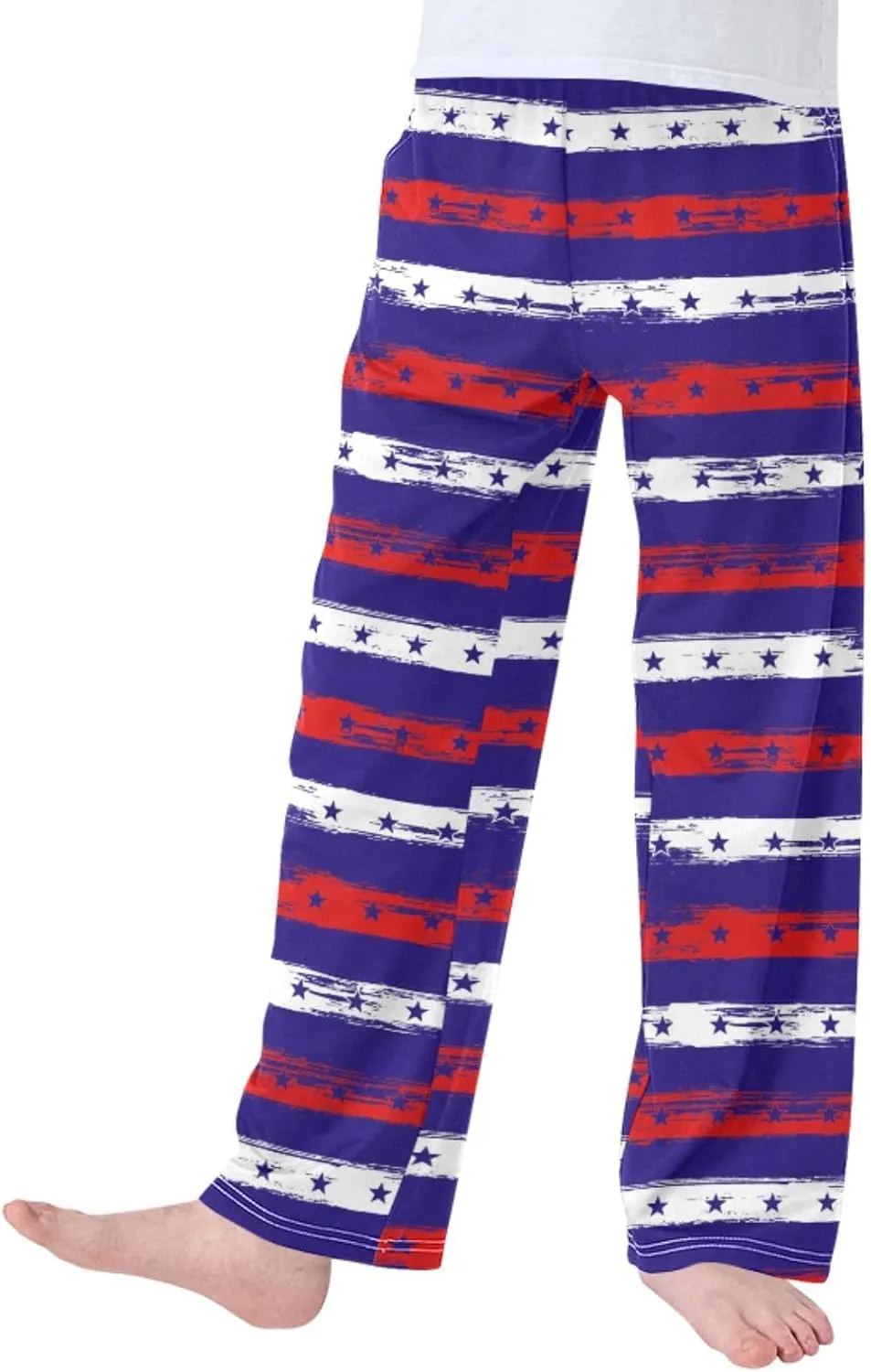 Pigsaly Boys' Pants Retro Usa Flag Independence Day Long Bottoms 4th July Stars Stripes Jogger Pants Elastic Waist Trousers S