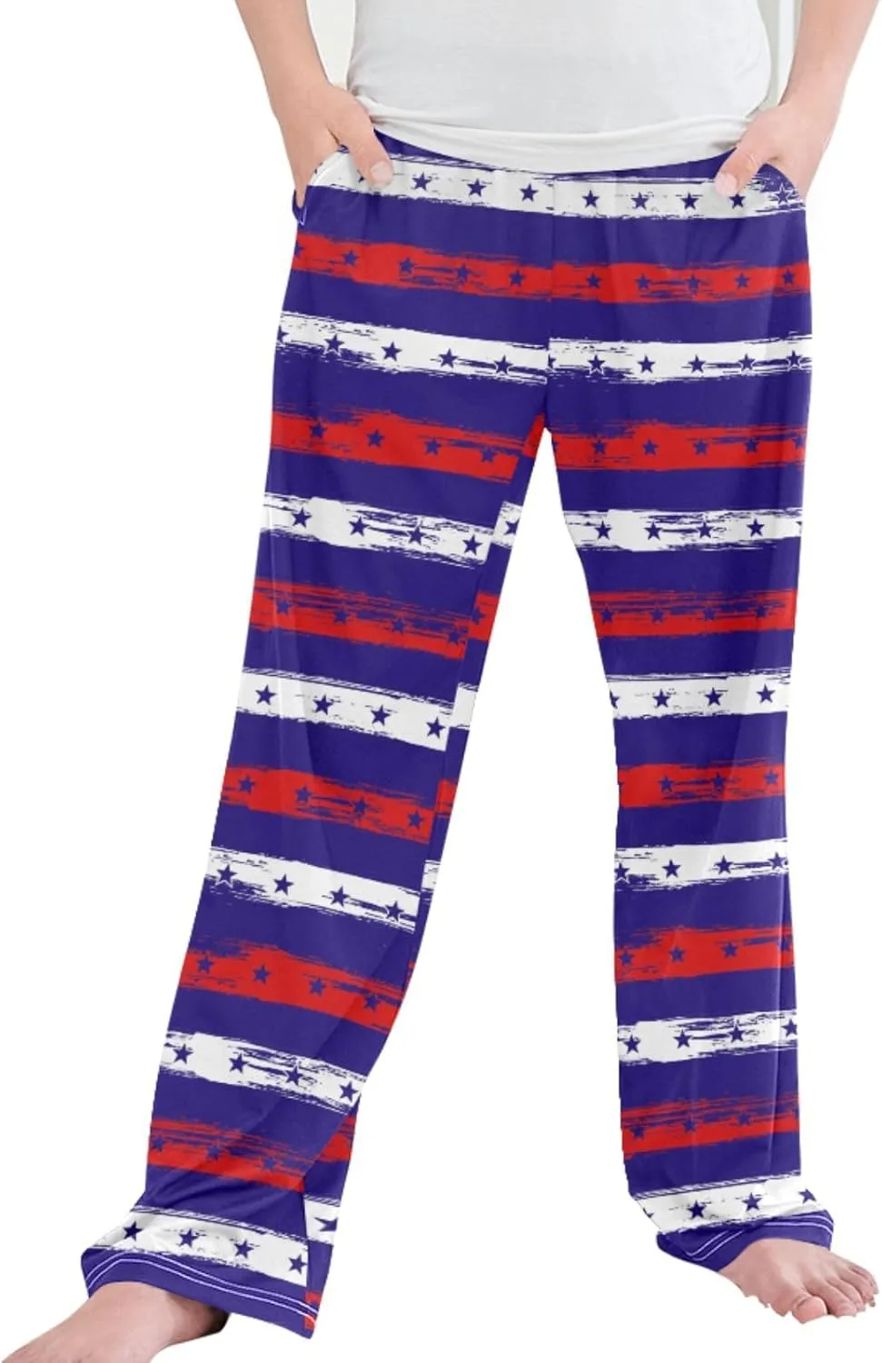 Pigsaly Boys' Pants Retro Usa Flag Independence Day Long Bottoms 4th July Stars Stripes Jogger Pants Elastic Waist Trousers S