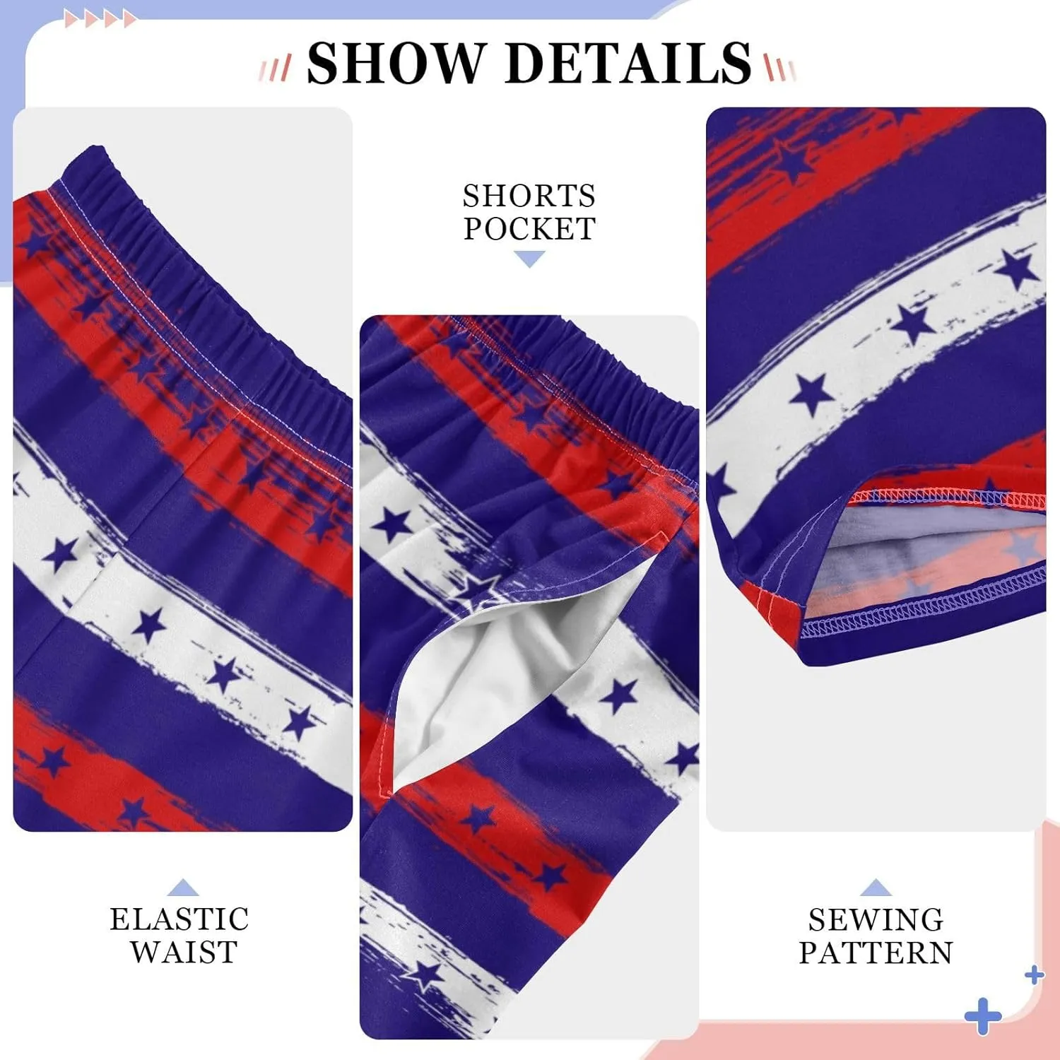 Pigsaly Boys' Pants Retro Usa Flag Independence Day Long Bottoms 4th July Stars Stripes Jogger Pants Elastic Waist Trousers S
