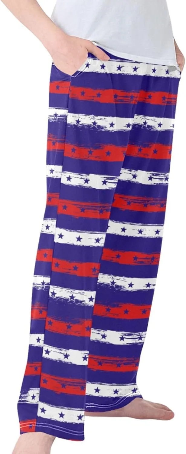 Pigsaly Boys' Pants Retro Usa Flag Independence Day Long Bottoms 4th July Stars Stripes Jogger Pants Elastic Waist Trousers S