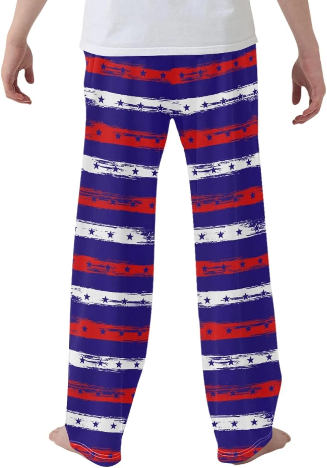 Pigsaly Boys' Pants Retro Usa Flag Independence Day Long Bottoms 4th July Stars Stripes Jogger Pants Elastic Waist Trousers S