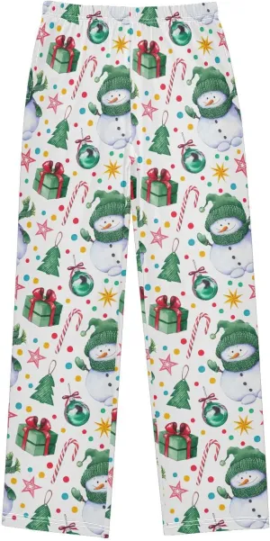 Pigsaly Boys' Pants Snowmen Candy Canes Stars Long Bottoms Gift Boxes Balls Jogger Pants Elastic Waist Trousers Pockets S