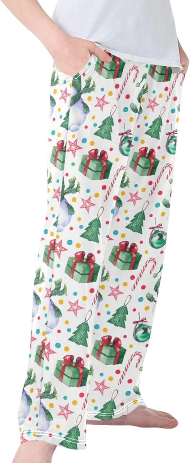 Pigsaly Boys' Pants Snowmen Candy Canes Stars Long Bottoms Gift Boxes Balls Jogger Pants Elastic Waist Trousers Pockets S