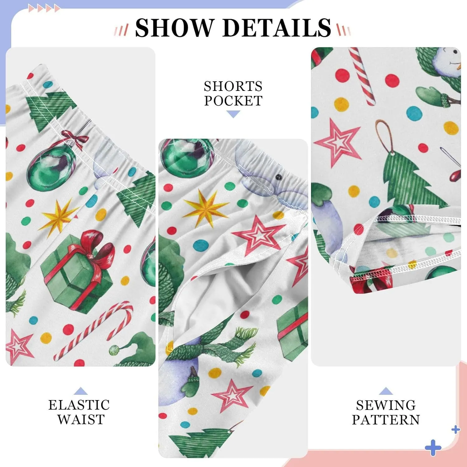 Pigsaly Boys' Pants Snowmen Candy Canes Stars Long Bottoms Gift Boxes Balls Jogger Pants Elastic Waist Trousers Pockets S