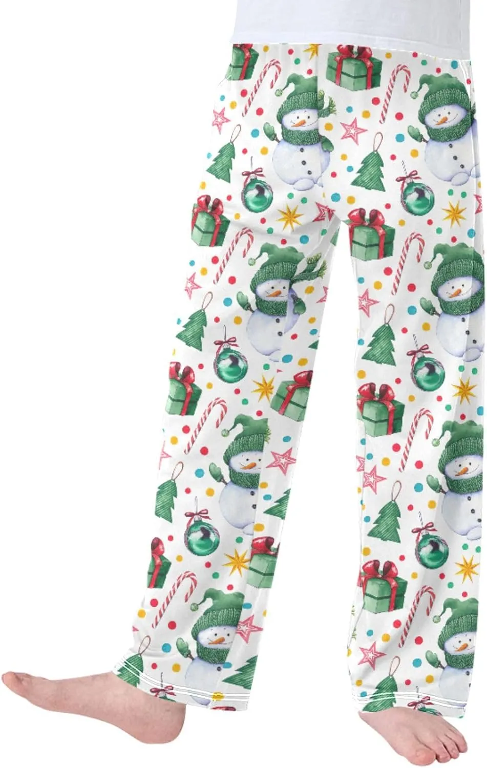 Pigsaly Boys' Pants Snowmen Candy Canes Stars Long Bottoms Gift Boxes Balls Jogger Pants Elastic Waist Trousers Pockets S