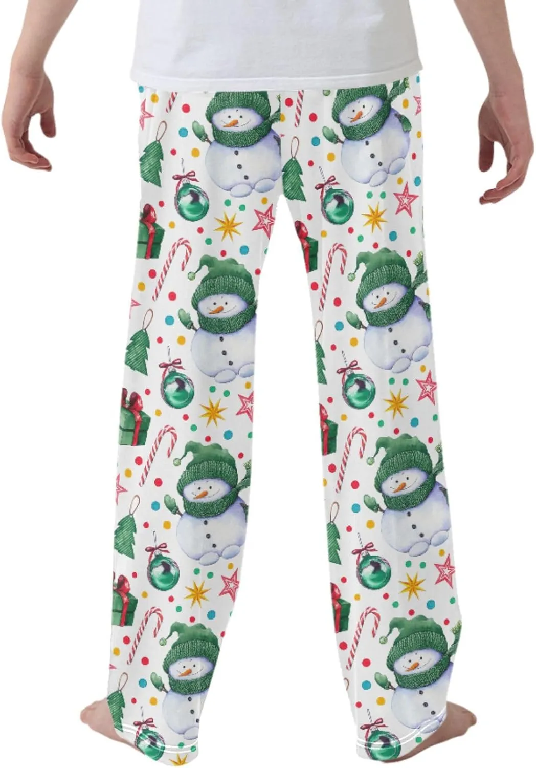Pigsaly Boys' Pants Snowmen Candy Canes Stars Long Bottoms Gift Boxes Balls Jogger Pants Elastic Waist Trousers Pockets S