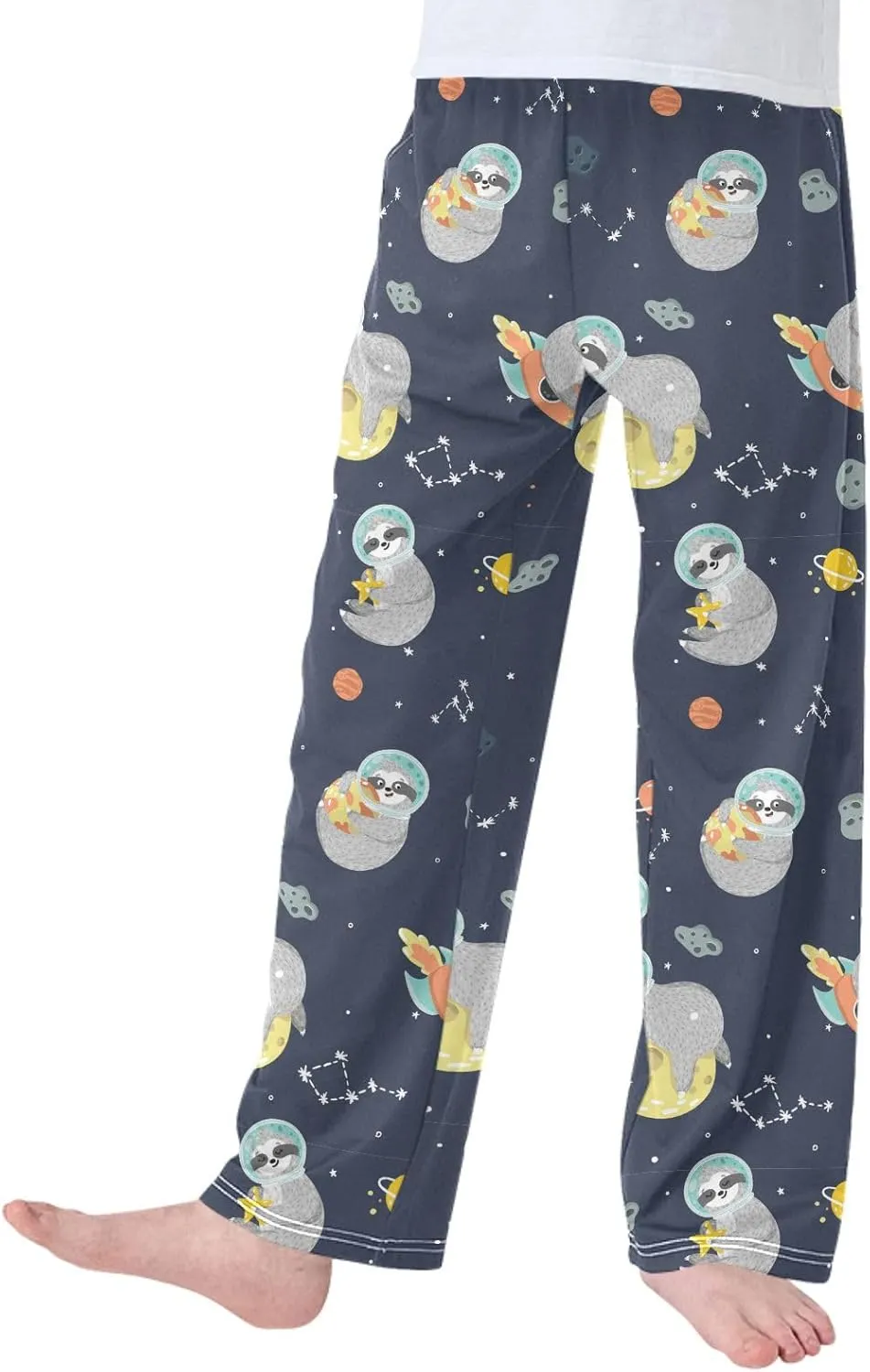 Pigsaly Boys' Pants Space Funny Sloth Stars Long Bottoms Astronaut Planets Rockets Jogger Pants Elastic Waist Trousers S