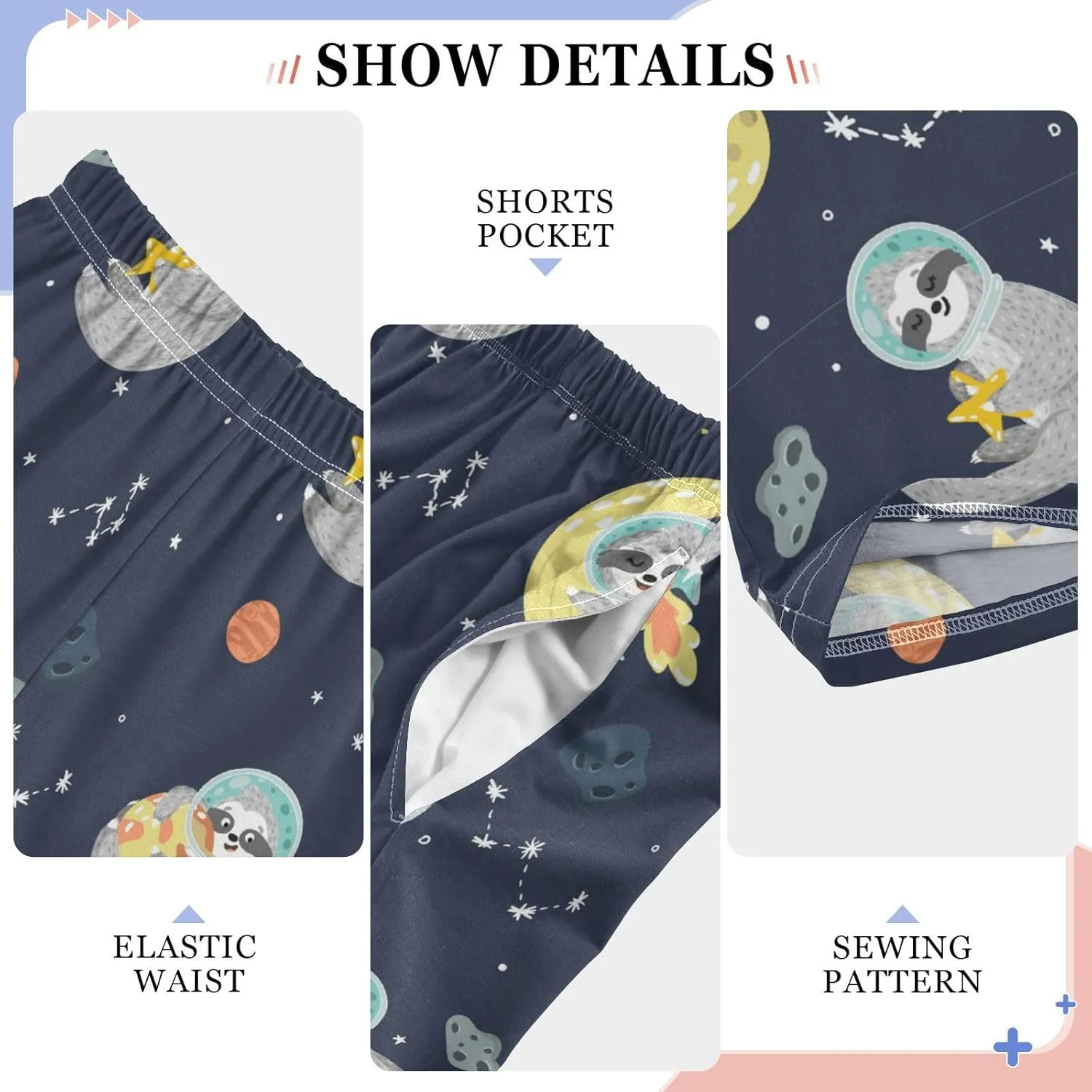 Pigsaly Boys' Pants Space Funny Sloth Stars Long Bottoms Astronaut Planets Rockets Jogger Pants Elastic Waist Trousers S