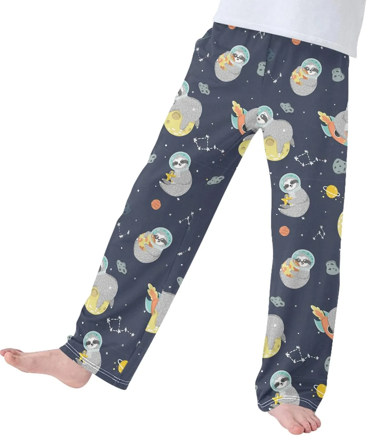 Pigsaly Boys' Pants Space Funny Sloth Stars Long Bottoms Astronaut Planets Rockets Jogger Pants Elastic Waist Trousers S