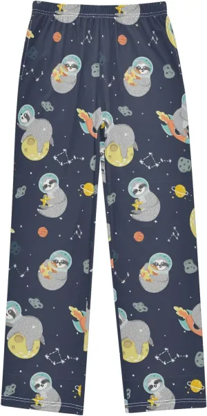 Pigsaly Boys' Pants Space Funny Sloth Stars Long Bottoms Astronaut Planets Rockets Jogger Pants Elastic Waist Trousers S
