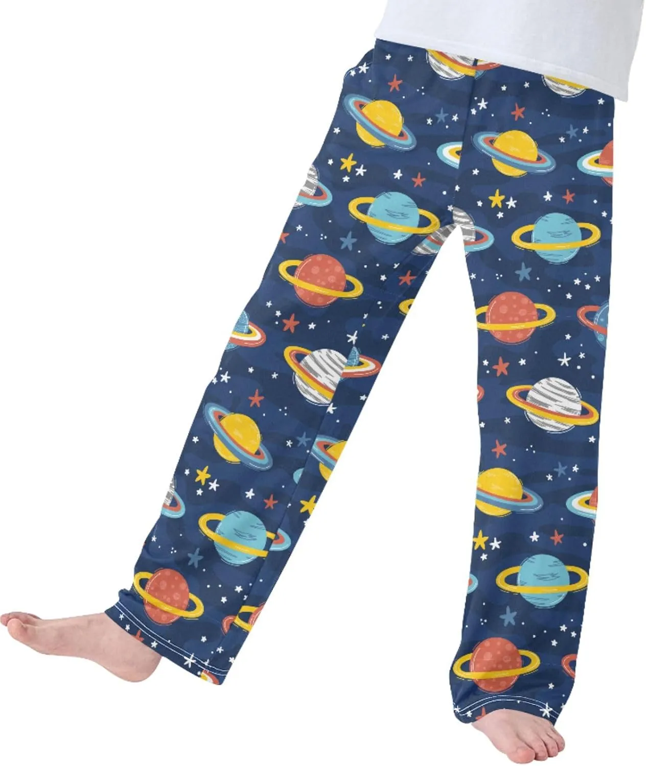 Pigsaly Boys' Pants Space Planets Stars Long Bottoms Colorful Galaxy Jogger Pants Elastic Waist Trousers with Pockets S