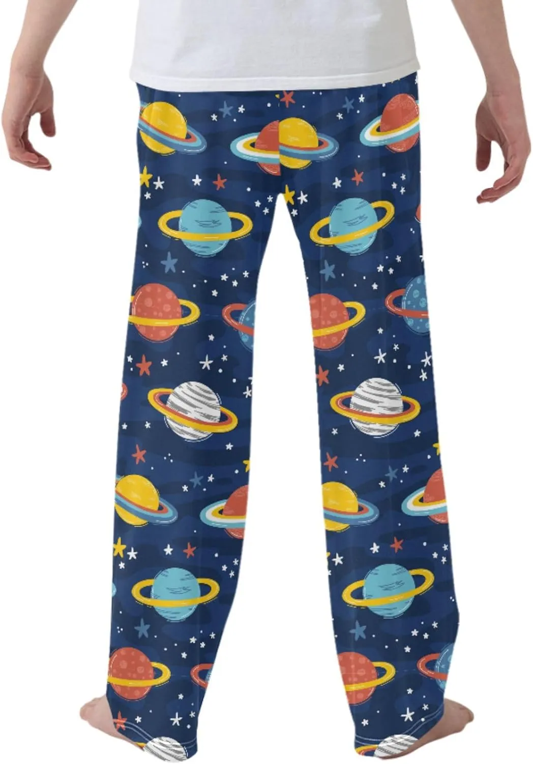 Pigsaly Boys' Pants Space Planets Stars Long Bottoms Colorful Galaxy Jogger Pants Elastic Waist Trousers with Pockets S