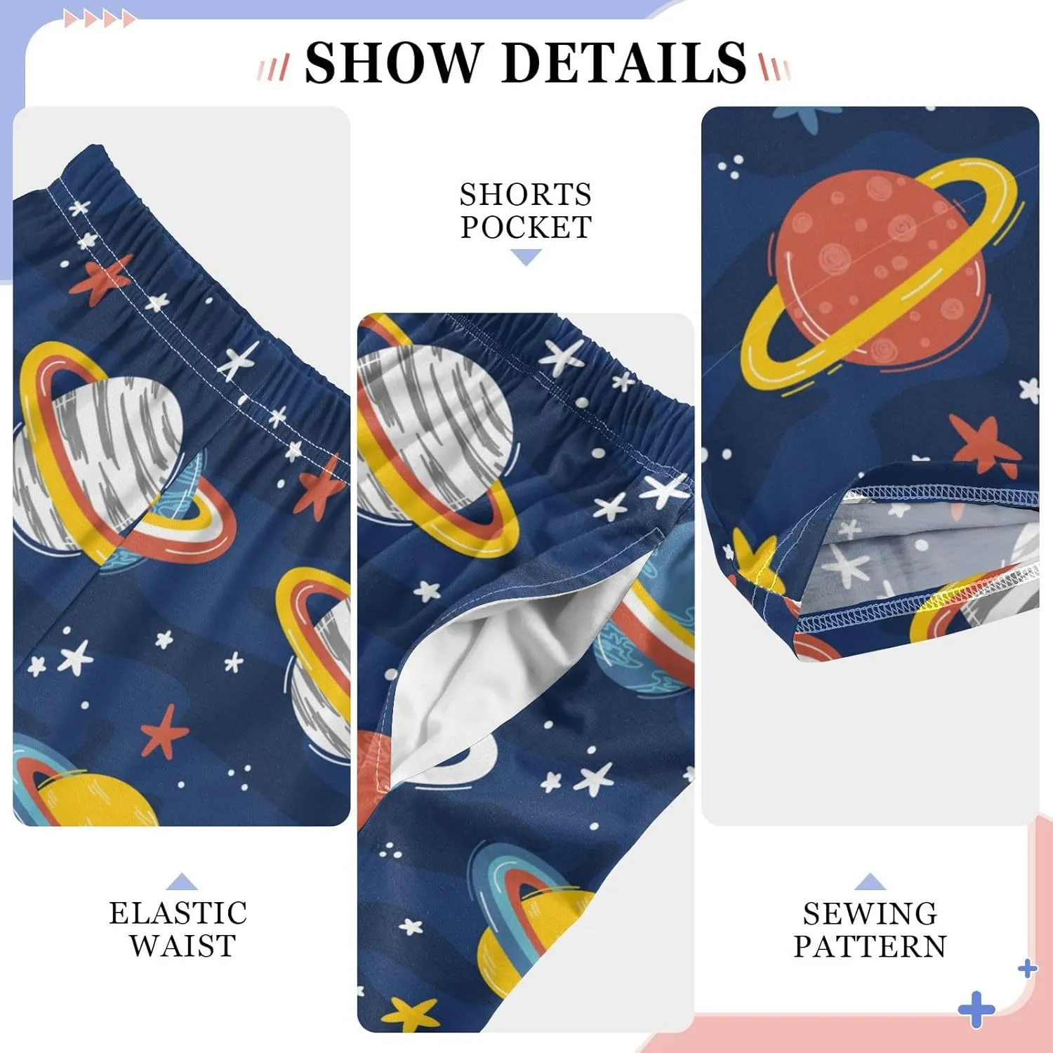 Pigsaly Boys' Pants Space Planets Stars Long Bottoms Colorful Galaxy Jogger Pants Elastic Waist Trousers with Pockets S