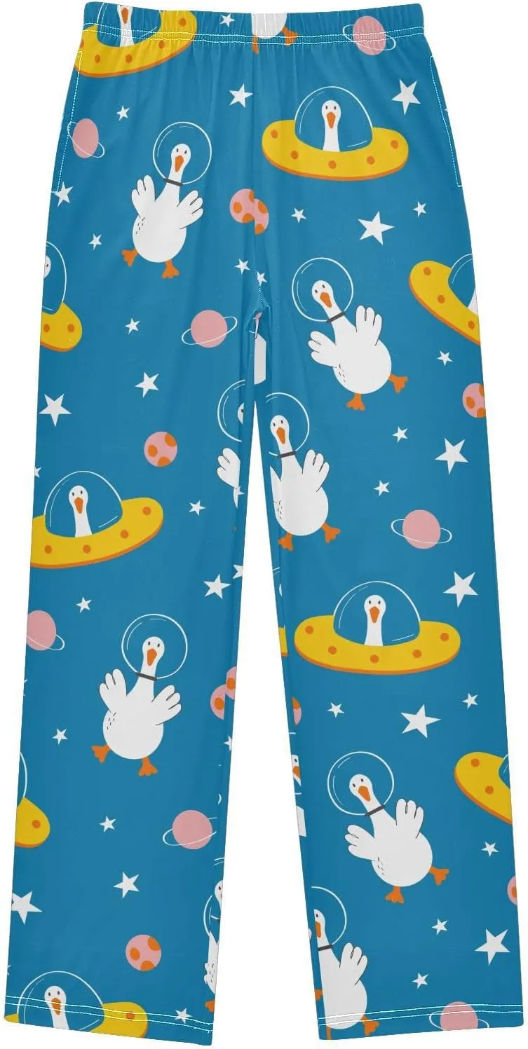 Pigsaly Boys' Pants Spring Cute Goose Planet Long Bottoms Cartoon Stars Jogger Pants Elastic Waist Trousers with Pockets S