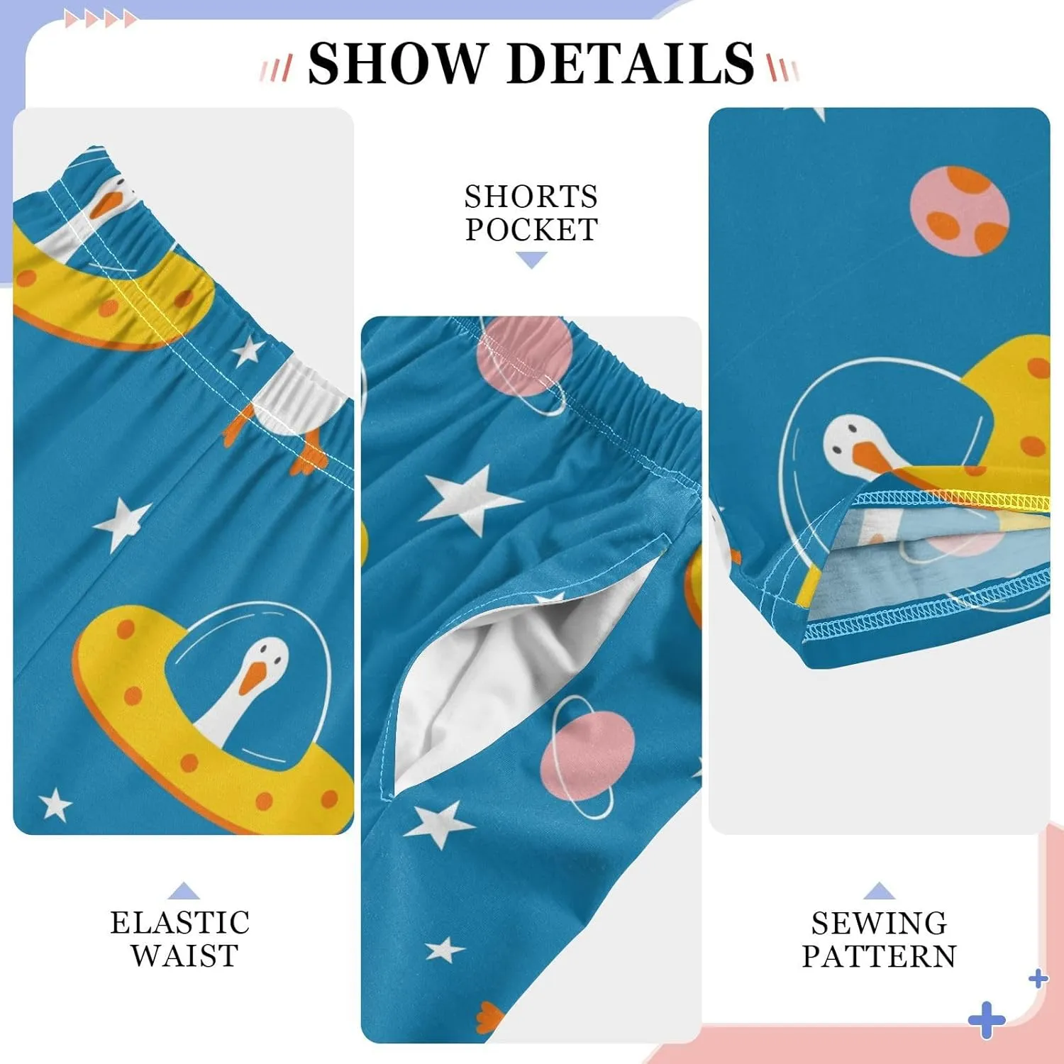 Pigsaly Boys' Pants Spring Cute Goose Planet Long Bottoms Cartoon Stars Jogger Pants Elastic Waist Trousers with Pockets S
