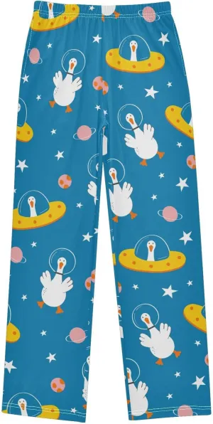 Pigsaly Boys' Pants Spring Cute Goose Planet Long Bottoms Cartoon Stars Jogger Pants Elastic Waist Trousers with Pockets S
