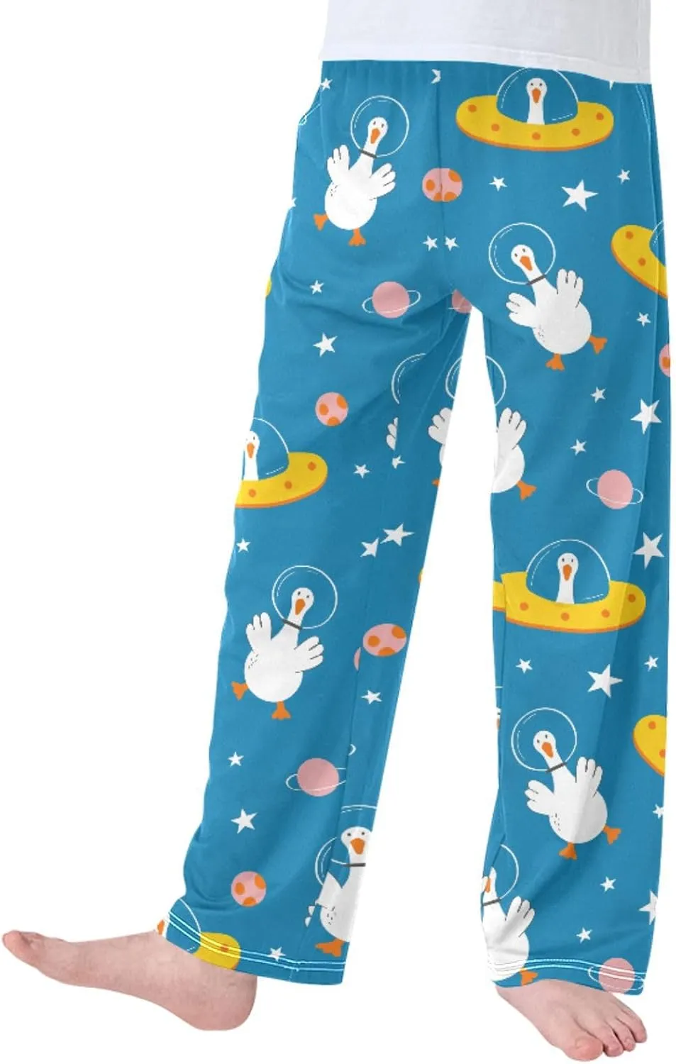 Pigsaly Boys' Pants Spring Cute Goose Planet Long Bottoms Cartoon Stars Jogger Pants Elastic Waist Trousers with Pockets S