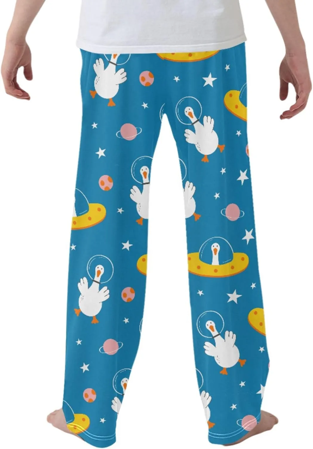 Pigsaly Boys' Pants Spring Cute Goose Planet Long Bottoms Cartoon Stars Jogger Pants Elastic Waist Trousers with Pockets S