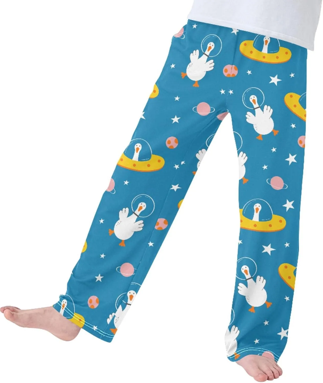 Pigsaly Boys' Pants Spring Cute Goose Planet Long Bottoms Cartoon Stars Jogger Pants Elastic Waist Trousers with Pockets S