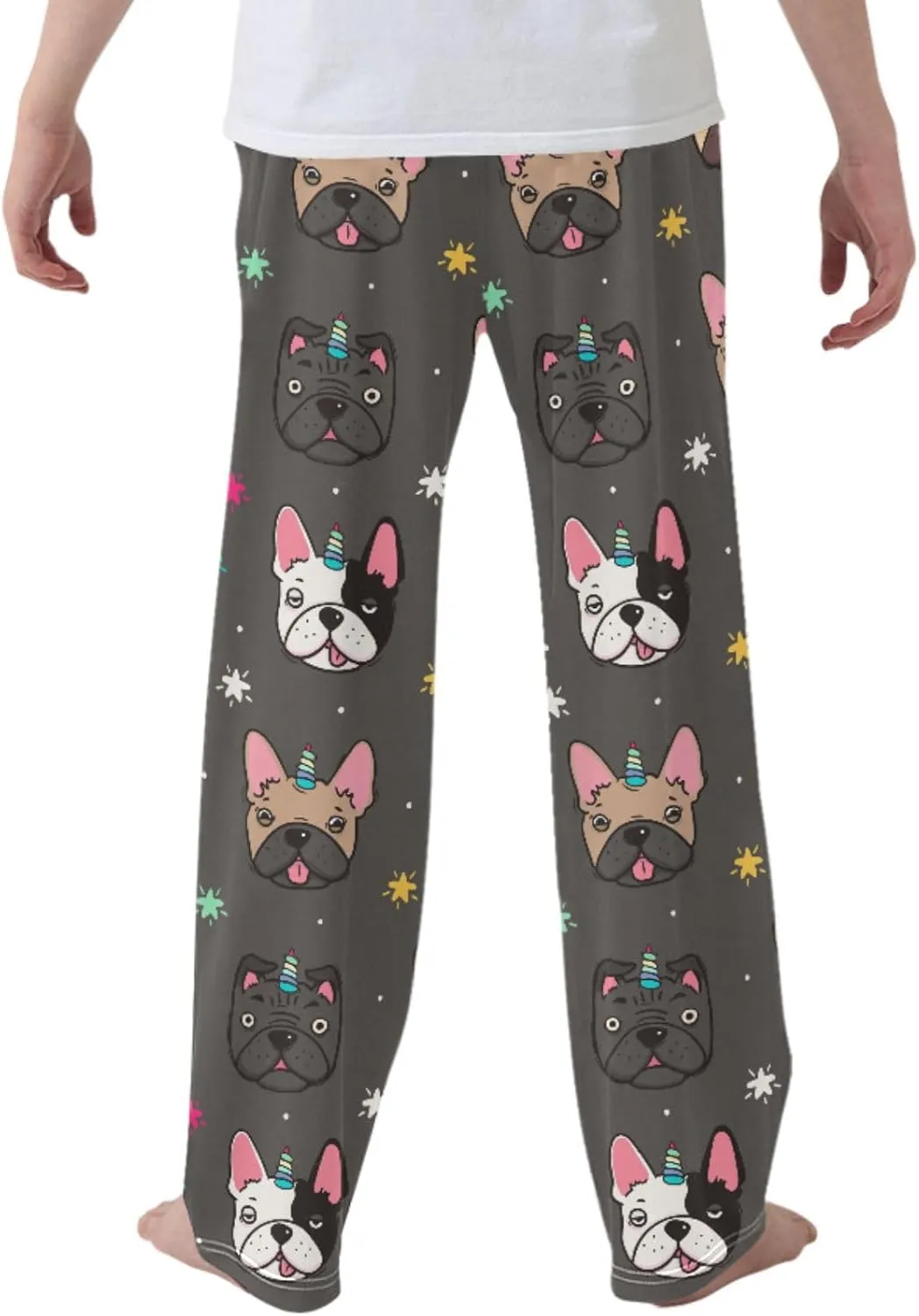 Pigsaly Boys' Pants Unicorn Rainbow Dog Long Bottoms Cute Golden Stars Jogger Pants Elastic Waist Trousers With Pockets S