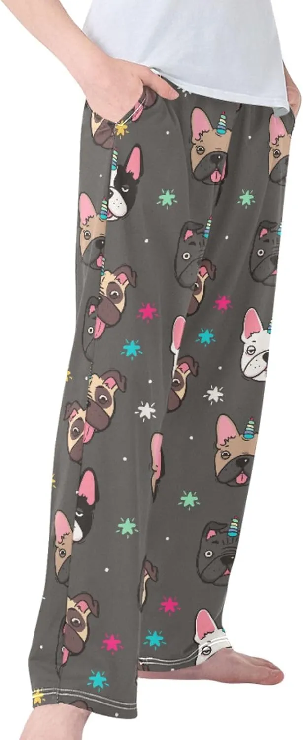Pigsaly Boys' Pants Unicorn Rainbow Dog Long Bottoms Cute Golden Stars Jogger Pants Elastic Waist Trousers With Pockets S