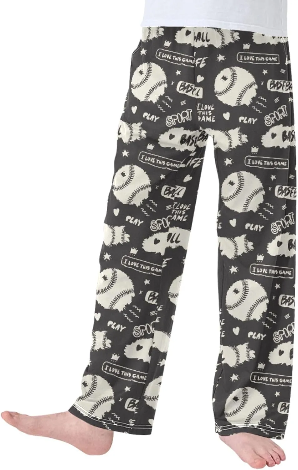 Pigsaly Boys' Pants Vintage Grunge Baseballs Sports Long Bottoms Stars Hearts Jogger Pants Elastic Waist Trousers Pockets S