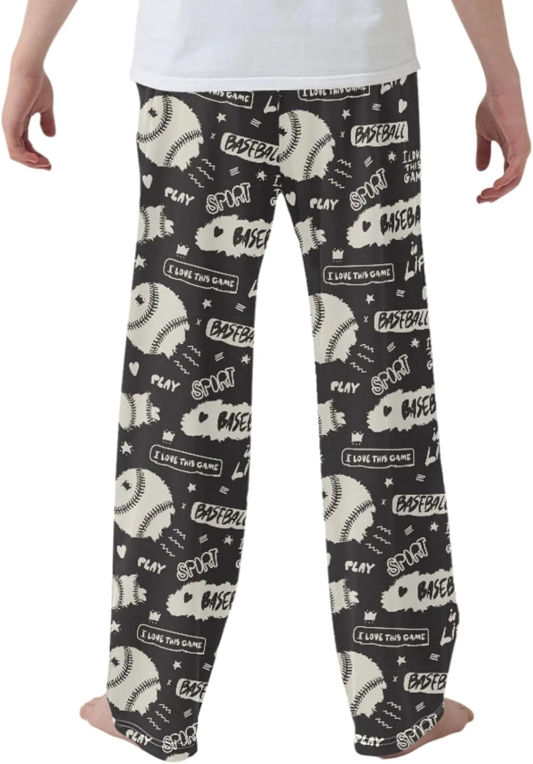 Pigsaly Boys' Pants Vintage Grunge Baseballs Sports Long Bottoms Stars Hearts Jogger Pants Elastic Waist Trousers Pockets S