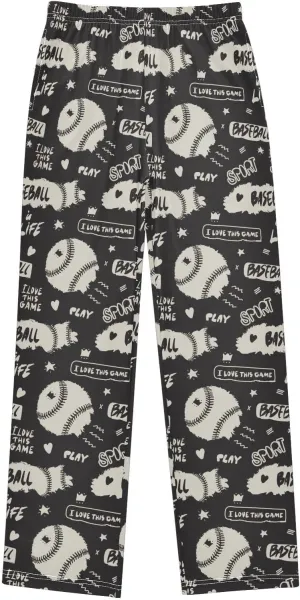 Pigsaly Boys' Pants Vintage Grunge Baseballs Sports Long Bottoms Stars Hearts Jogger Pants Elastic Waist Trousers Pockets S