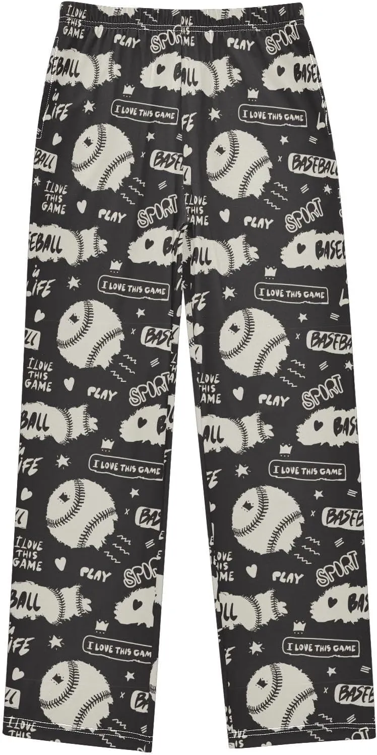Pigsaly Boys' Pants Vintage Grunge Baseballs Sports Long Bottoms Stars Hearts Jogger Pants Elastic Waist Trousers Pockets S