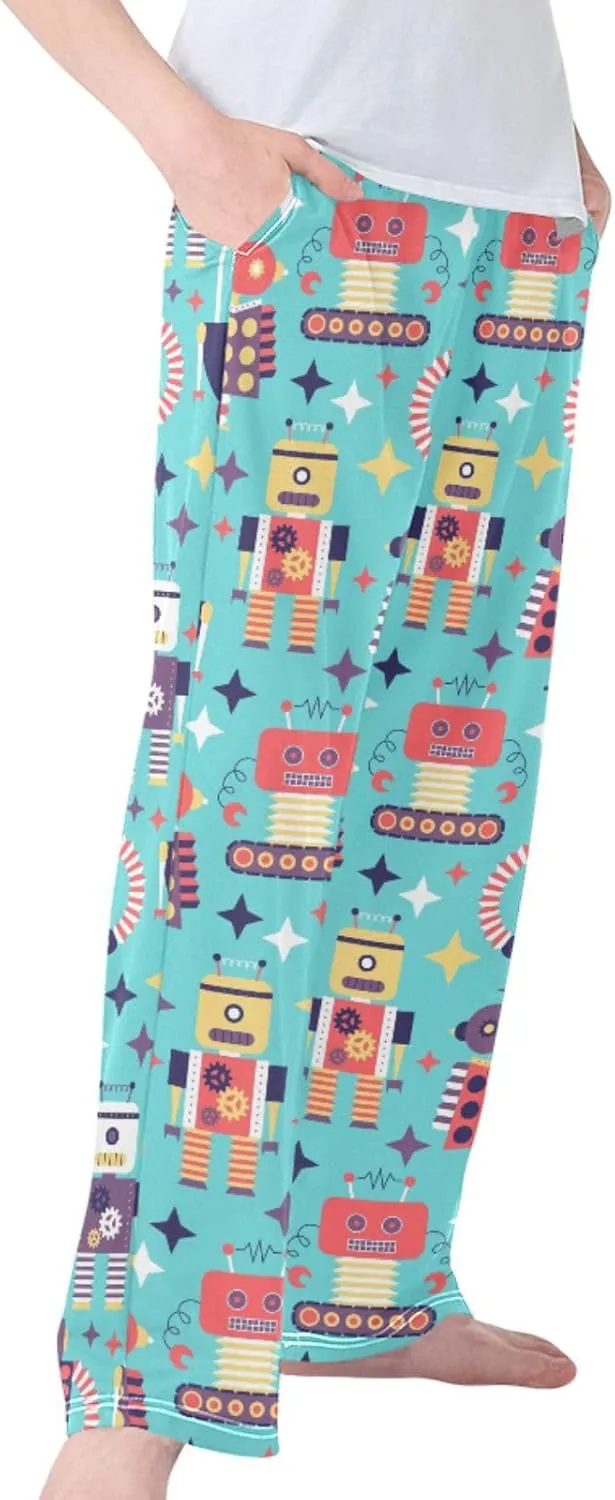 Pigsaly Boys' Pants Vintage Various Robots Long Bottoms Gold Star Jogger Pants Elastic Waist Trousers With Pockets S