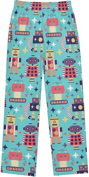 Pigsaly Boys' Pants Vintage Various Robots Long Bottoms Gold Star Jogger Pants Elastic Waist Trousers With Pockets S