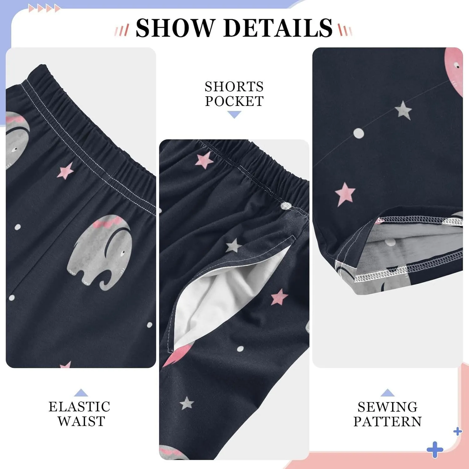 Pigsaly Boys' Pants Watercolor Cute Elephants Long Bottoms Red Stars Jogger Pants Elastic Waist Trousers With Pockets S