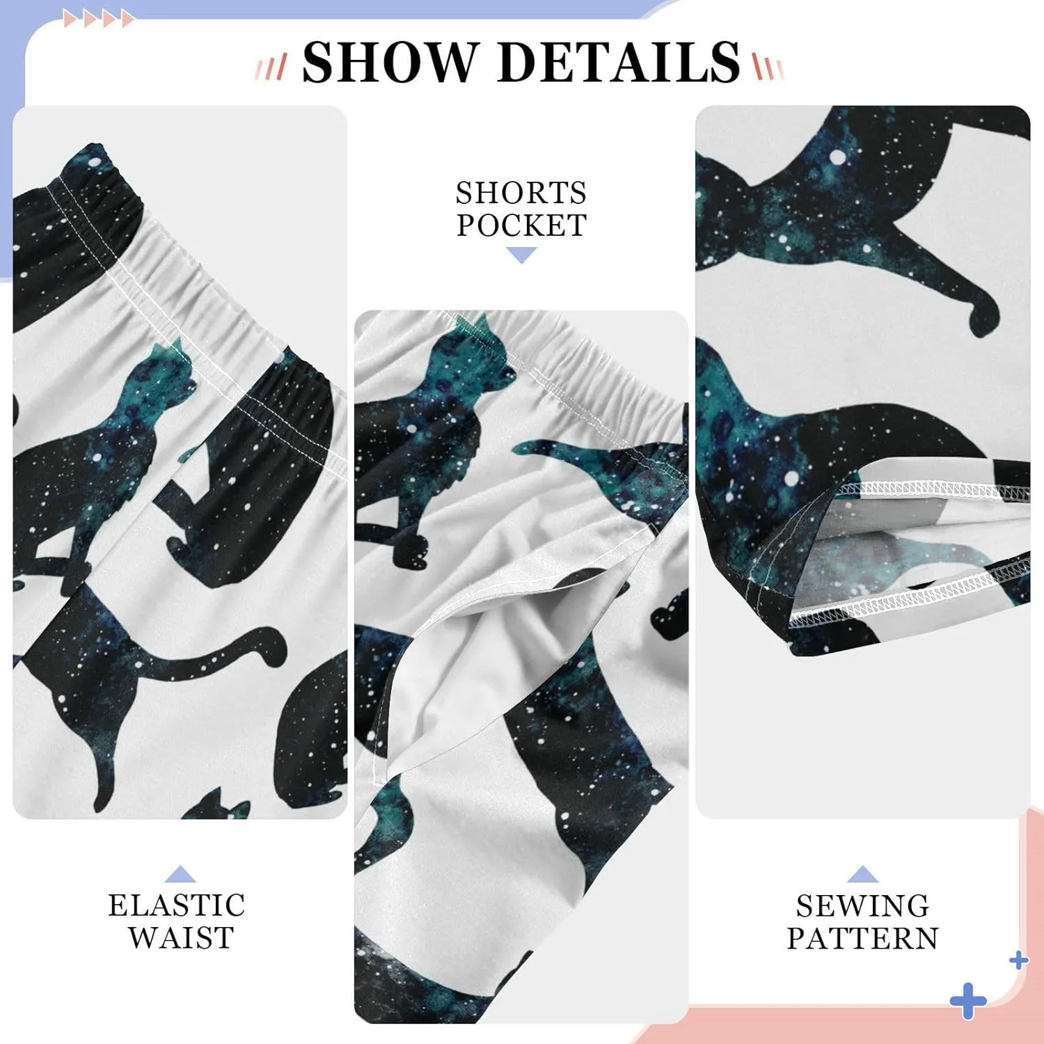 Pigsaly Boys' Pants Watercolor Galaxy Cats Long Bottoms Planet Star Jogger Pants Elastic Waist Trousers with Pockets S