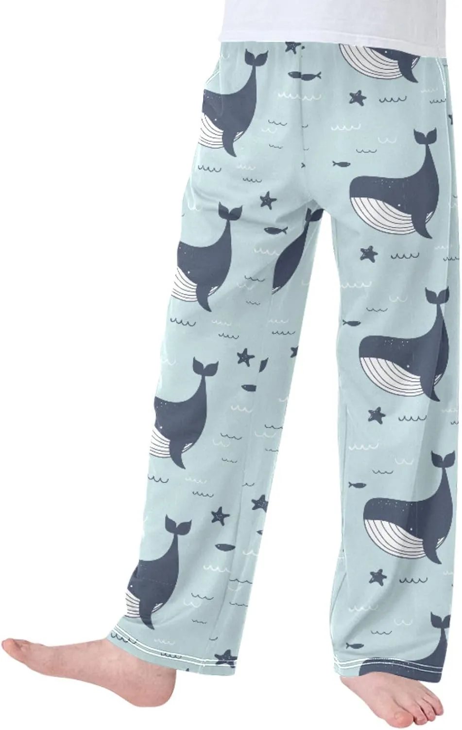 Pigsaly Boys' Pants Whales Dolphins Long Bottoms Sea Stars Fish Jogger Pants Elastic Waist Trousers With Pockets S
