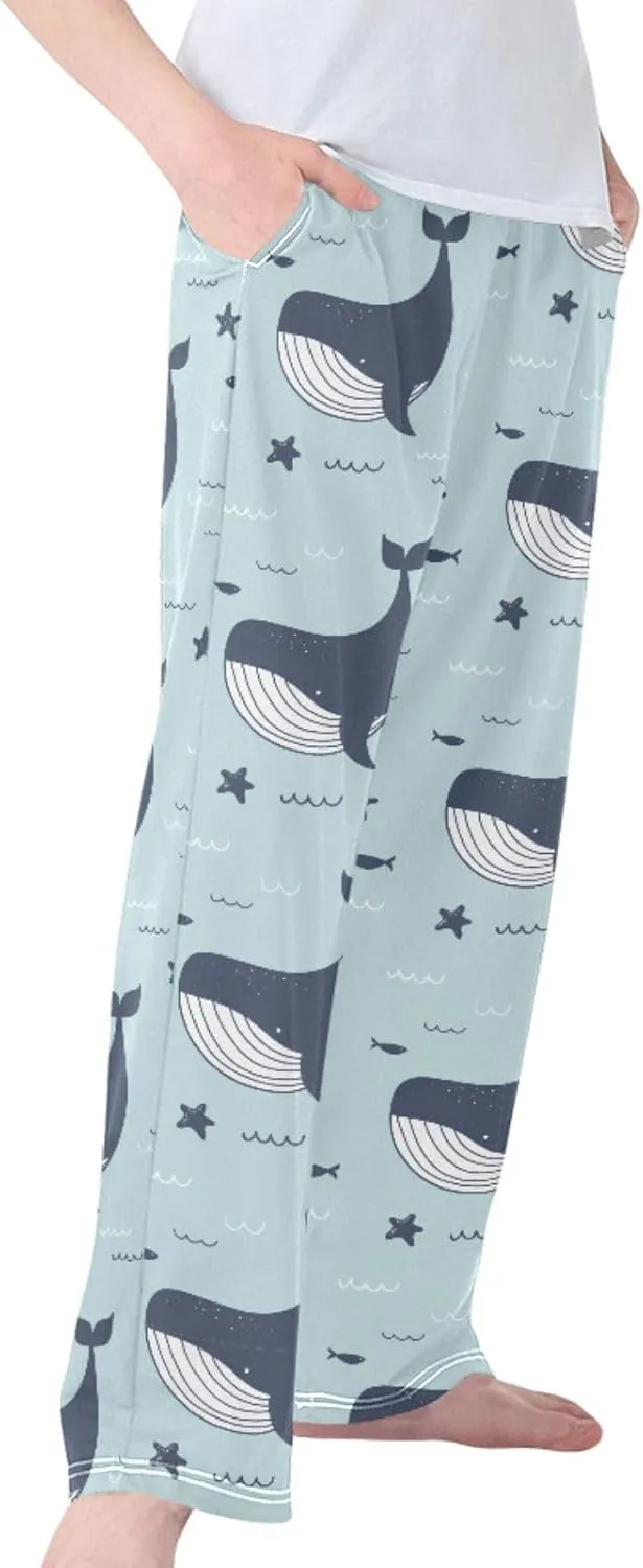 Pigsaly Boys' Pants Whales Dolphins Long Bottoms Sea Stars Fish Jogger Pants Elastic Waist Trousers With Pockets S