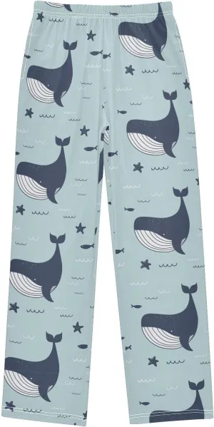 Pigsaly Boys' Pants Whales Dolphins Long Bottoms Sea Stars Fish Jogger Pants Elastic Waist Trousers With Pockets S