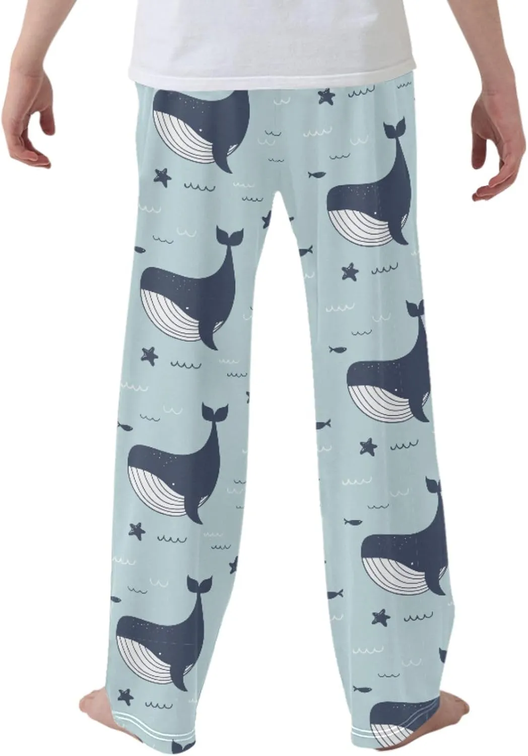 Pigsaly Boys' Pants Whales Dolphins Long Bottoms Sea Stars Fish Jogger Pants Elastic Waist Trousers With Pockets S