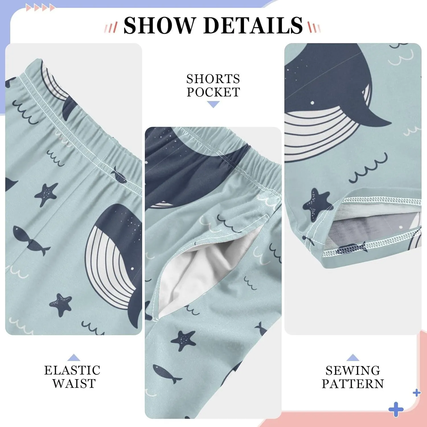Pigsaly Boys' Pants Whales Dolphins Long Bottoms Sea Stars Fish Jogger Pants Elastic Waist Trousers With Pockets S