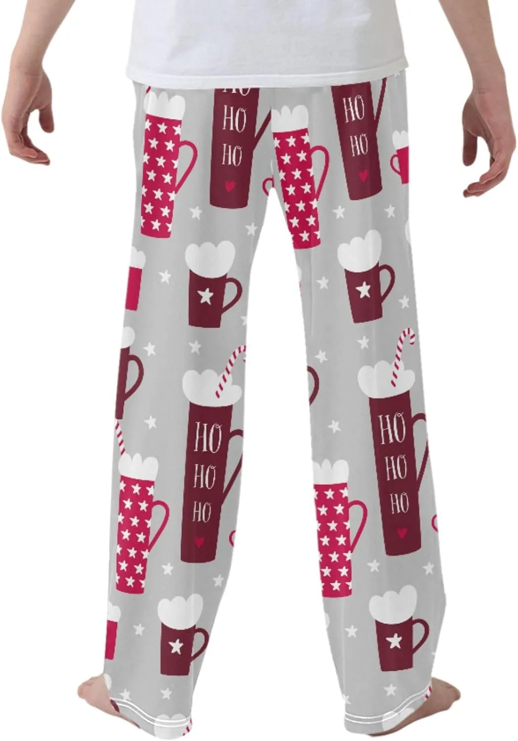 Pigsaly Boys' Pants Winter Mugs Candy Canes Long Bottoms Holidays Stars Jogger Pants Elastic Waist Trousers With Pockets S