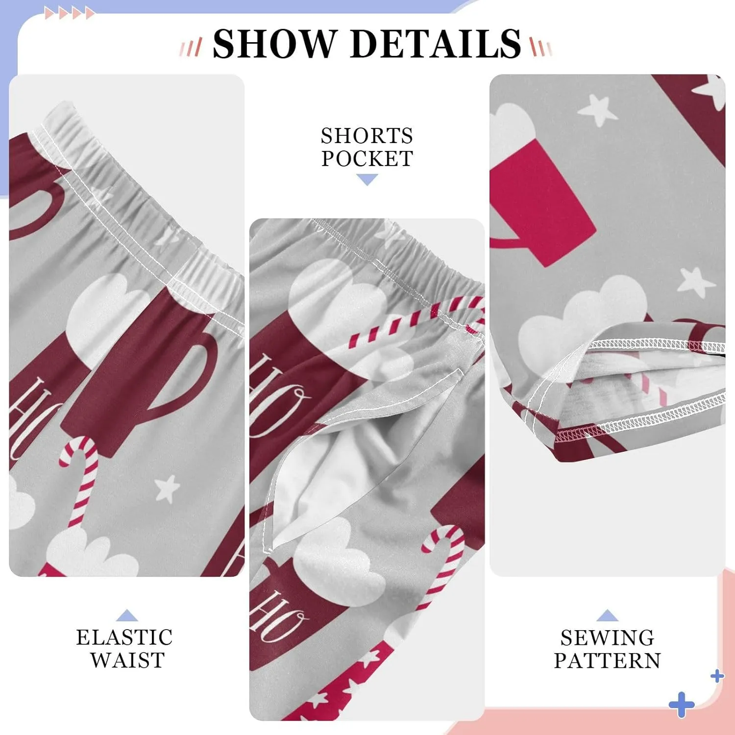 Pigsaly Boys' Pants Winter Mugs Candy Canes Long Bottoms Holidays Stars Jogger Pants Elastic Waist Trousers With Pockets S