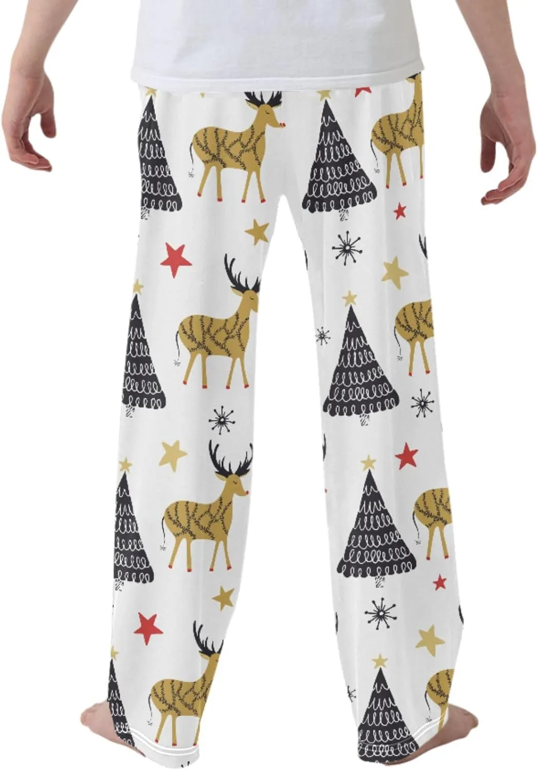 Pigsaly Boys' Pants Xmas Tree Folk Star Long Bottoms Cute Snowflakes Jogger Pants Elastic Waist Trousers With Pockets S