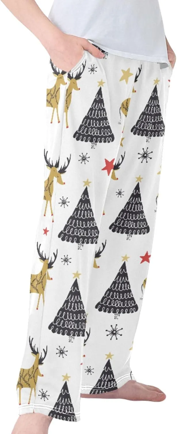 Pigsaly Boys' Pants Xmas Tree Folk Star Long Bottoms Cute Snowflakes Jogger Pants Elastic Waist Trousers With Pockets S