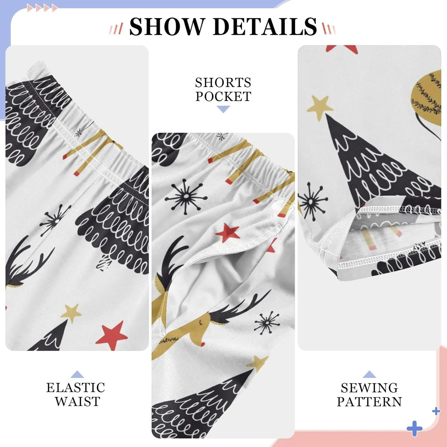 Pigsaly Boys' Pants Xmas Tree Folk Star Long Bottoms Cute Snowflakes Jogger Pants Elastic Waist Trousers With Pockets S