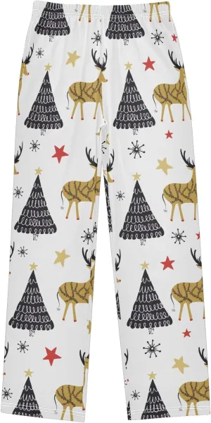 Pigsaly Boys' Pants Xmas Tree Folk Star Long Bottoms Cute Snowflakes Jogger Pants Elastic Waist Trousers With Pockets S
