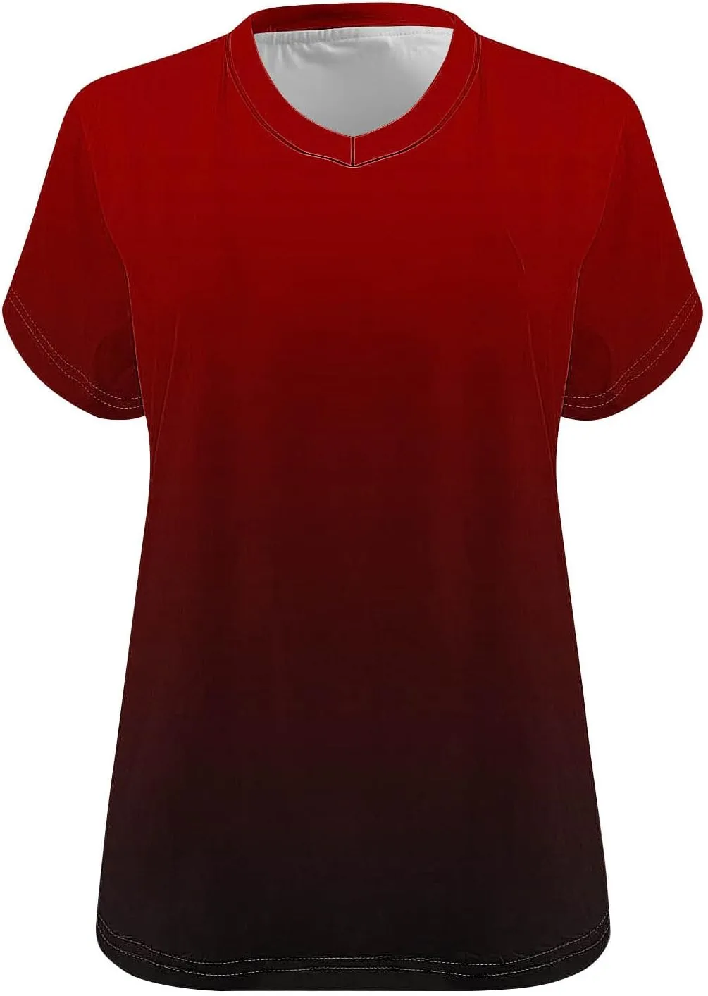 Plus Size Tops for Women Oversized Summer Basic V Neck Short Sleeve Henley Shirt 2025 Casual Gradient Tunic Blouse
