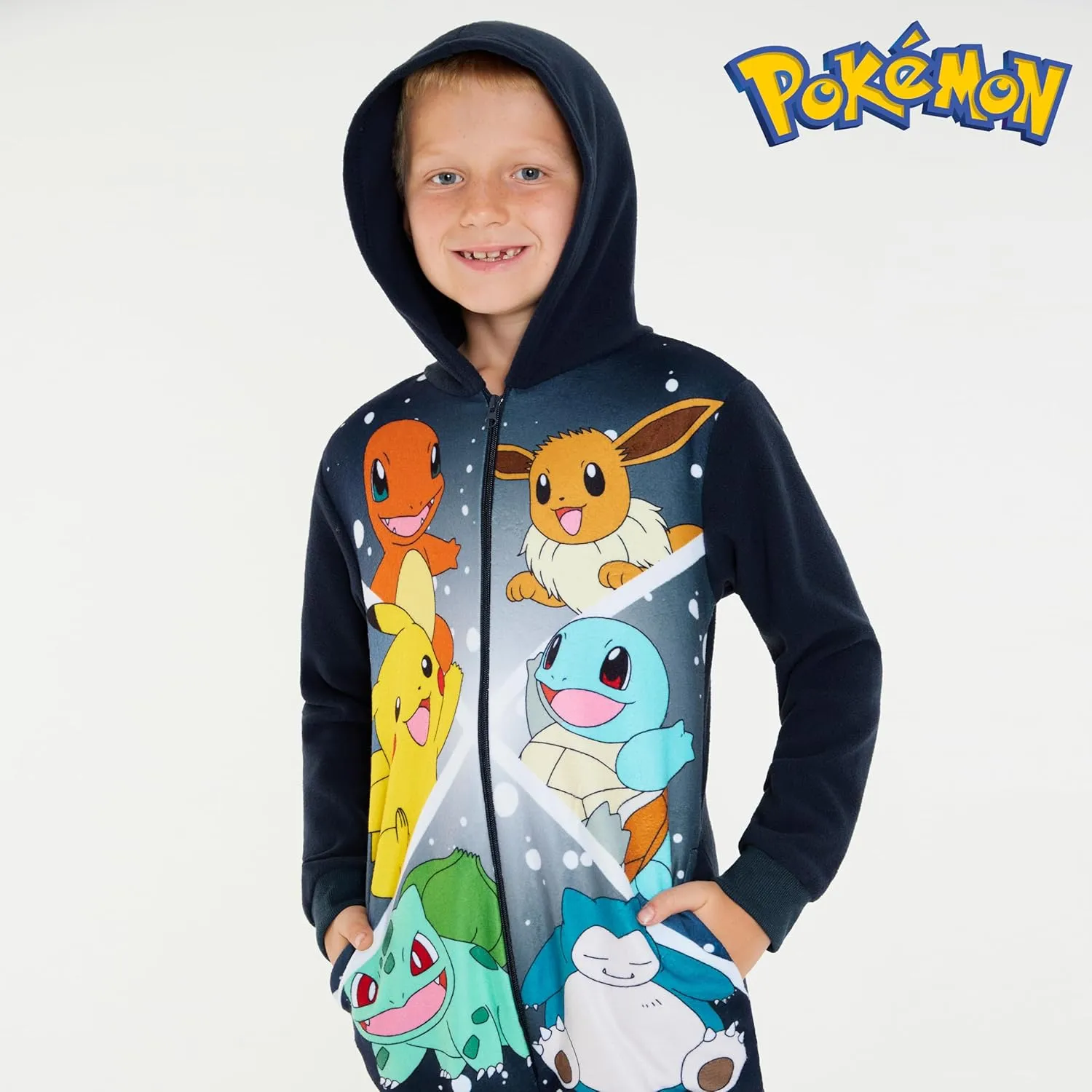 Pokemon Boys Novelty Fleece Sleepsuit, Warm Hooded Fleece - Boys Gifts