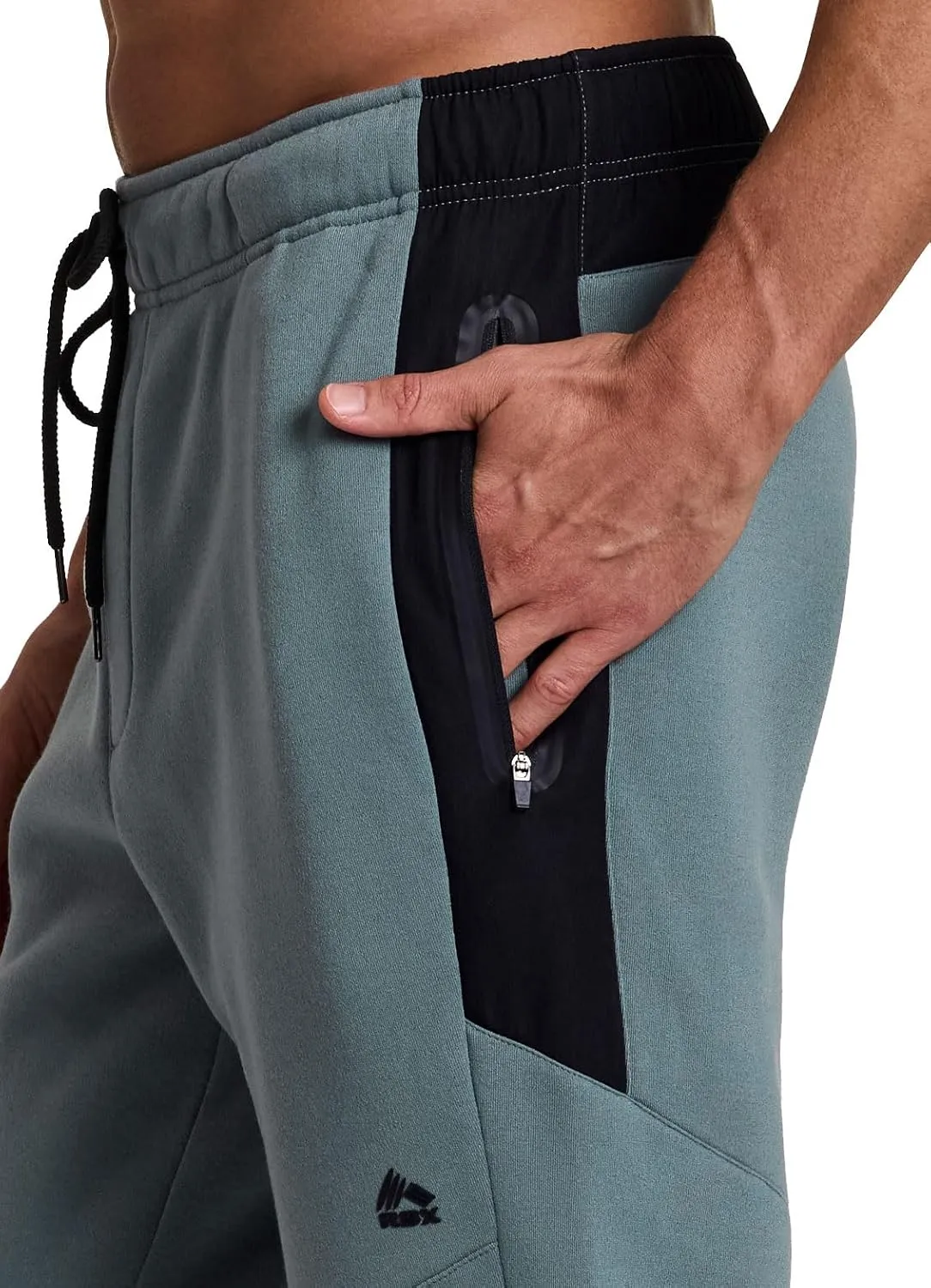 RBX Fleece Joggers for Men, Men's Fleece Sweatpants with Bonded Zipper Pockets, Cotton Blend Fleece Jogger Pants