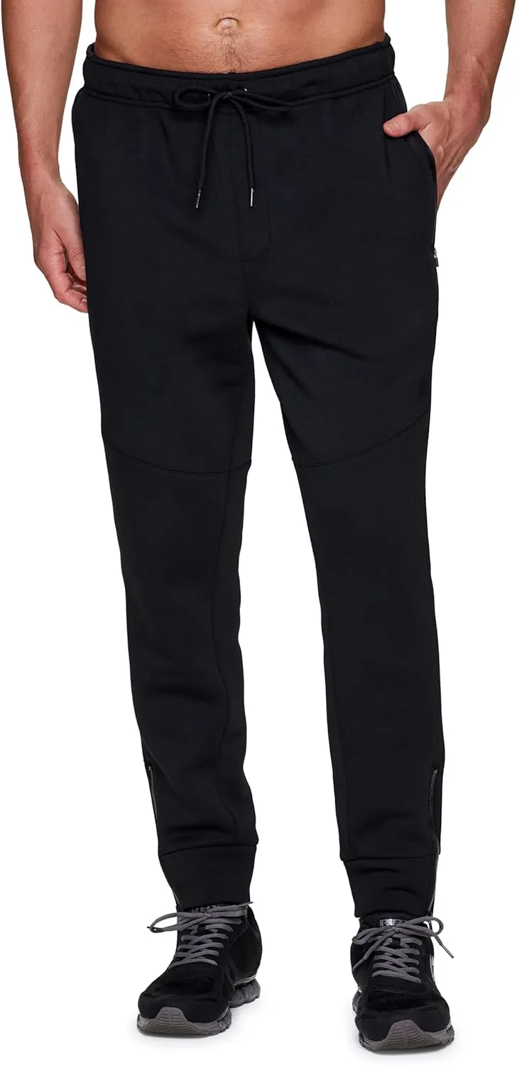 RBX Fleece Joggers for Men, Men's Fleece Sweatpants with Bonded Zipper Pockets, Cotton Blend Fleece Jogger Pants
