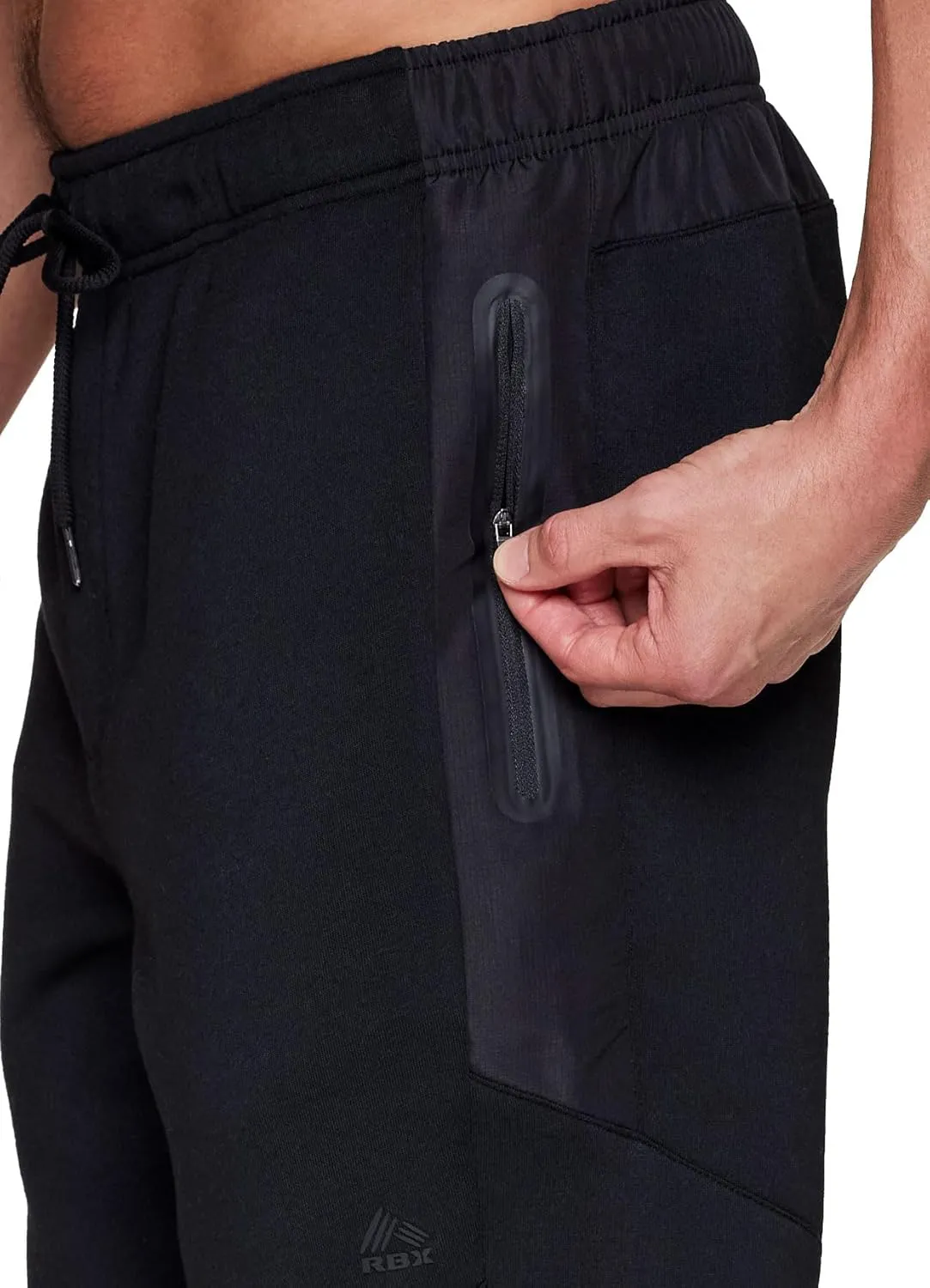 RBX Fleece Joggers for Men, Men's Fleece Sweatpants with Bonded Zipper Pockets, Cotton Blend Fleece Jogger Pants